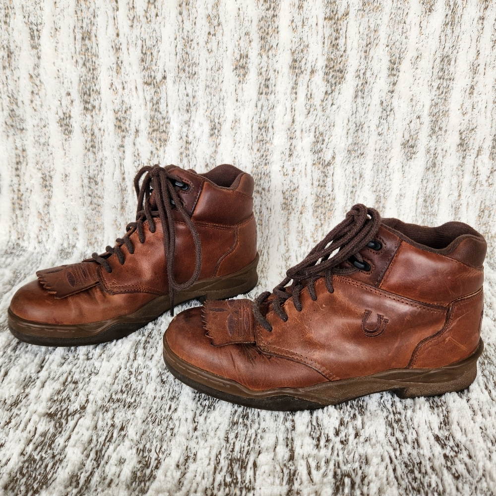 Roper "Horseshoe" Western Work Boot Kiltie Apron Tassel Brown | Women's Size 7